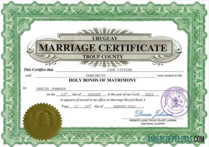 Para baixar modelo Word e PDF de certidão de casamento no Uruguai